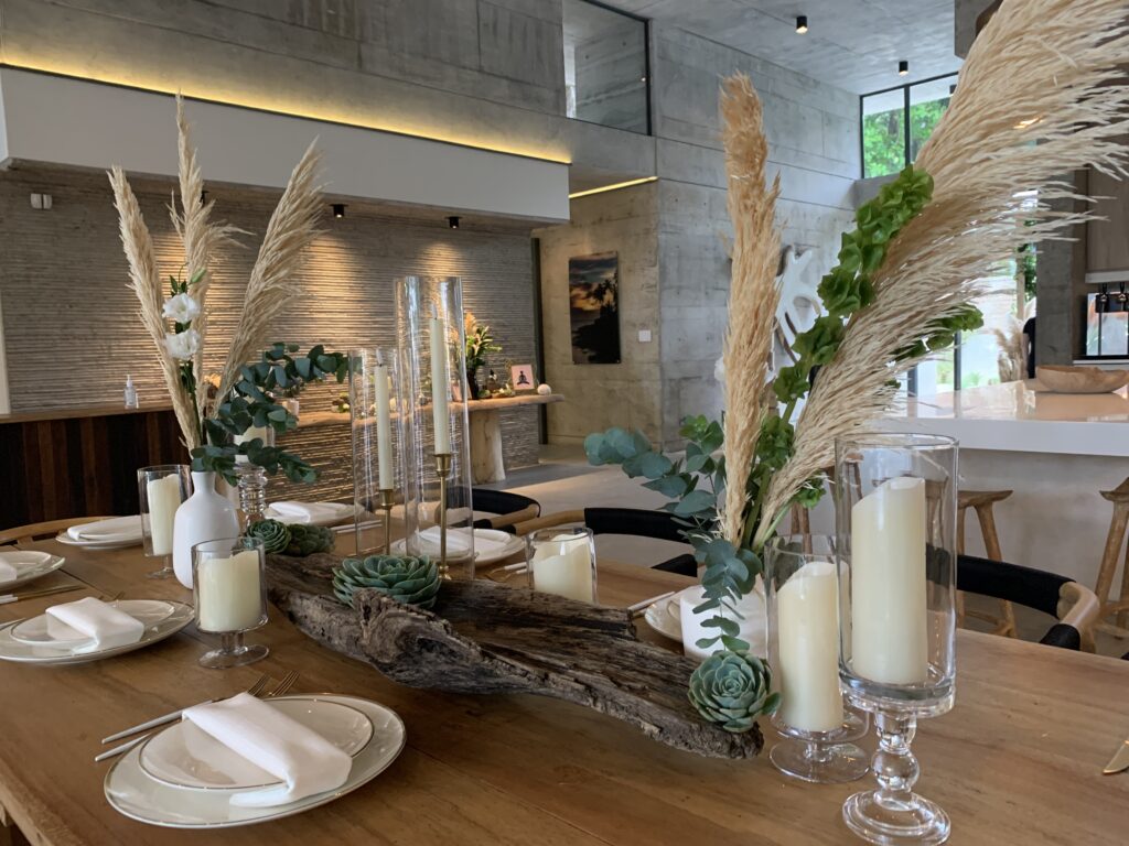 table decor during a high end company wide retreat in santa teresa costa rica