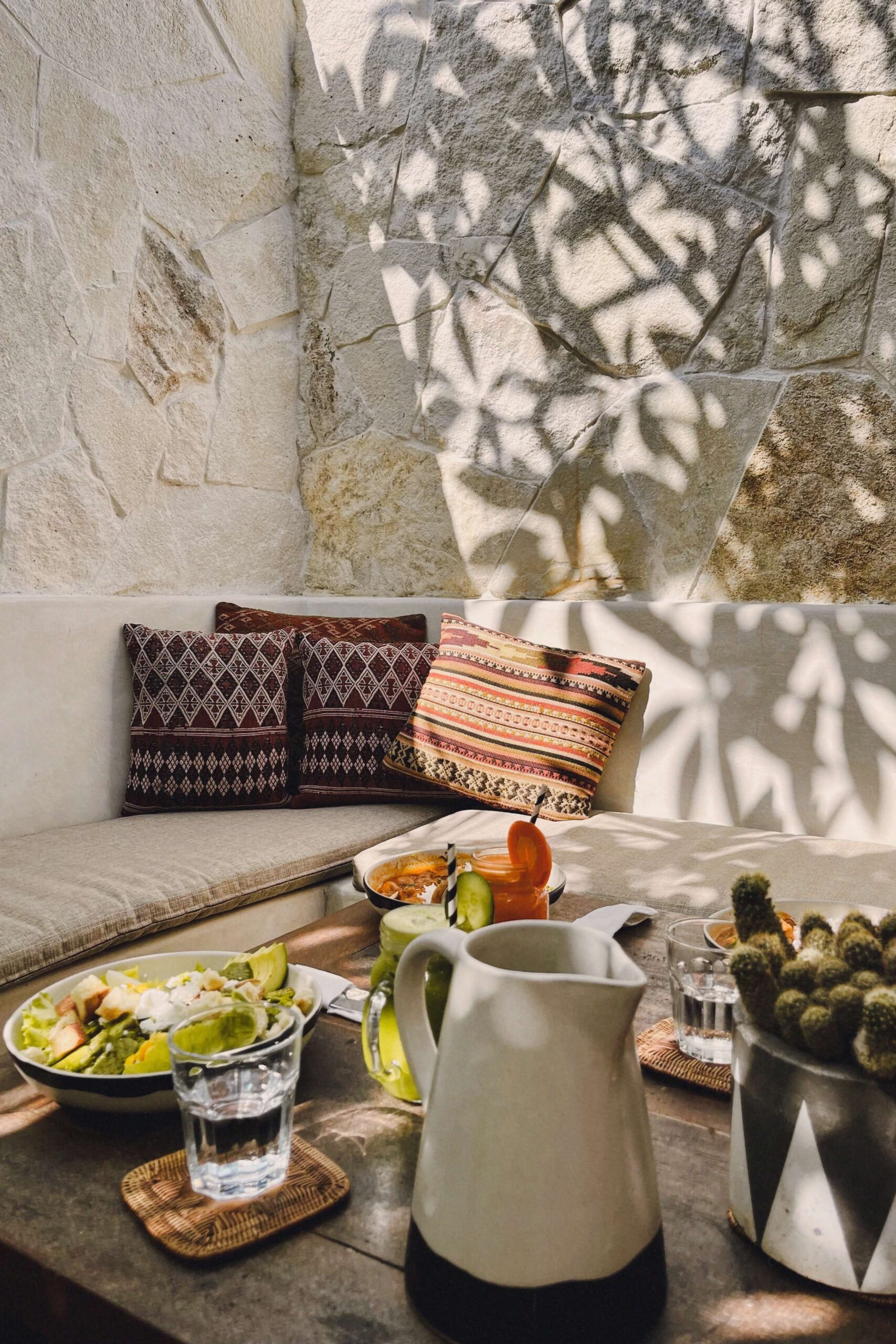 Mediterranean outdoor space with a beautiful breakfast