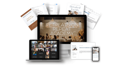 Retreats on Repeat Academy (6) computer and digital mockup of Retreat on Repeat Academy