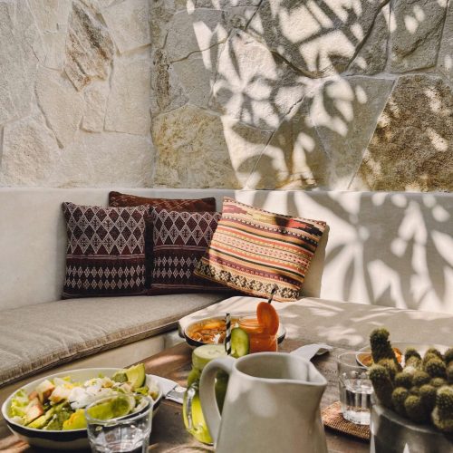 retreat-villa Mediterranean outdoor space with a beautiful breakfast